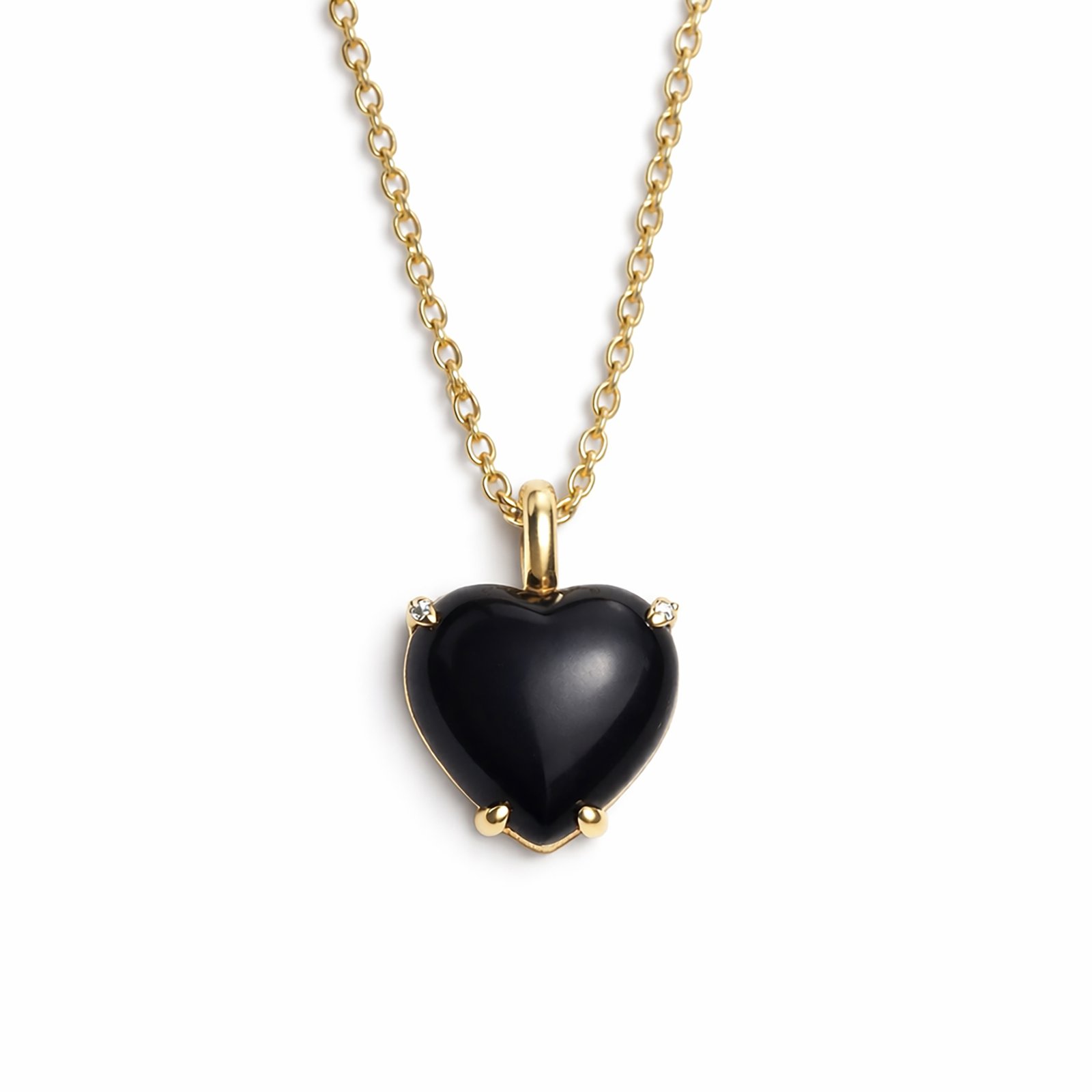 Black Onyx Heart Necklace | vasa new york
